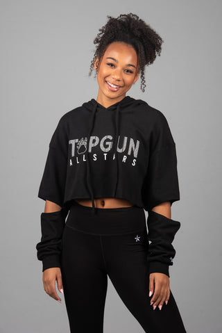 Front image of black TopGun hoodie