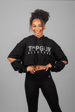 Front image of black TopGun hoodie