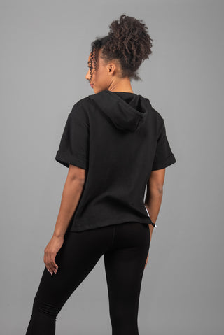 Back image of black TopGun short sleeve hoodie