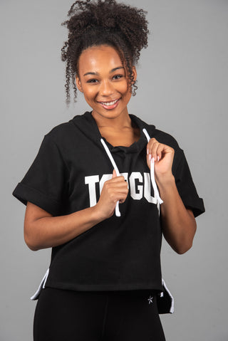 Front image of black TopGun short sleeve hoodie