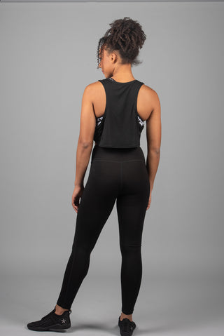 Back image of black TopGun crop tank